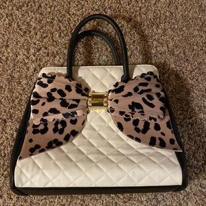 Betsey Johnson White/Black/Leopard Purse